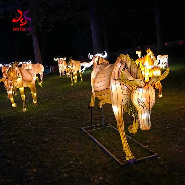 Waterproof IP 67 Outdoor Amusement Park Appealing Realistic Animal Lantern Show